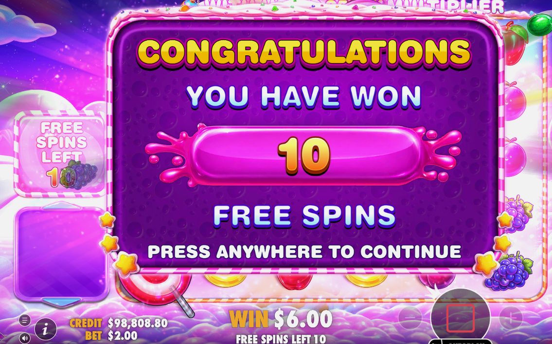 Rutnätet i Free Spins med MULTIPLIER-bomber synliga