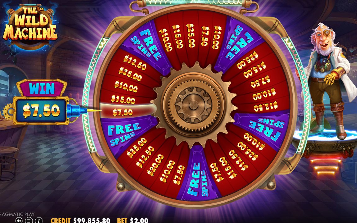 Wonder Wheel med röda kontantkilar och lila Free Spins-kilar